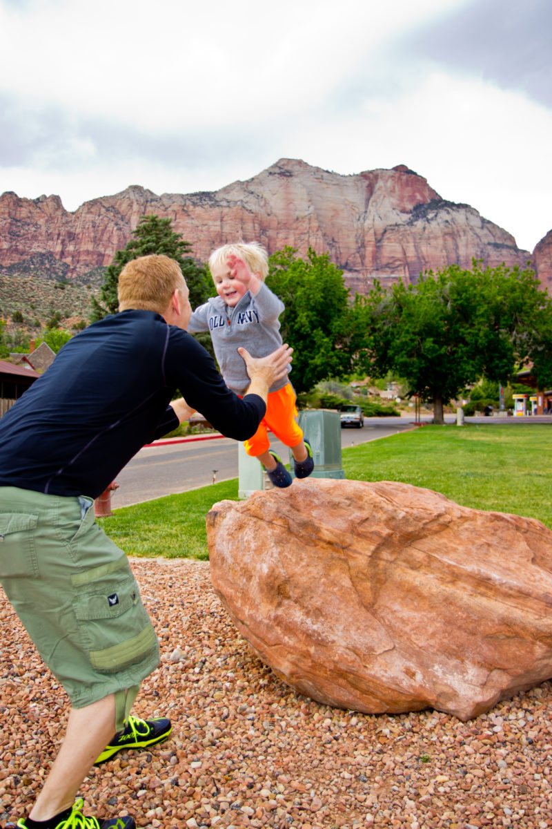 Boy Jumps into Father’s Arms