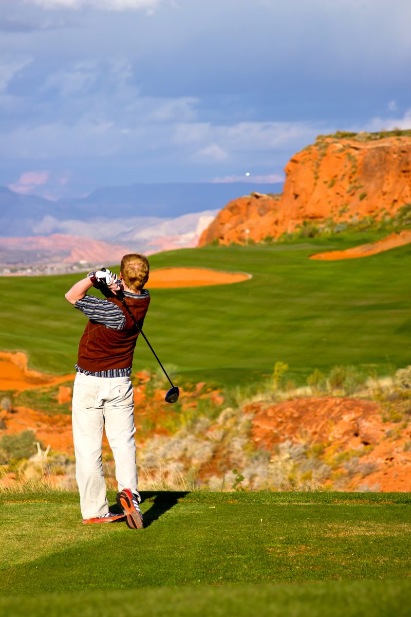Man Golfing at Sand Hollow