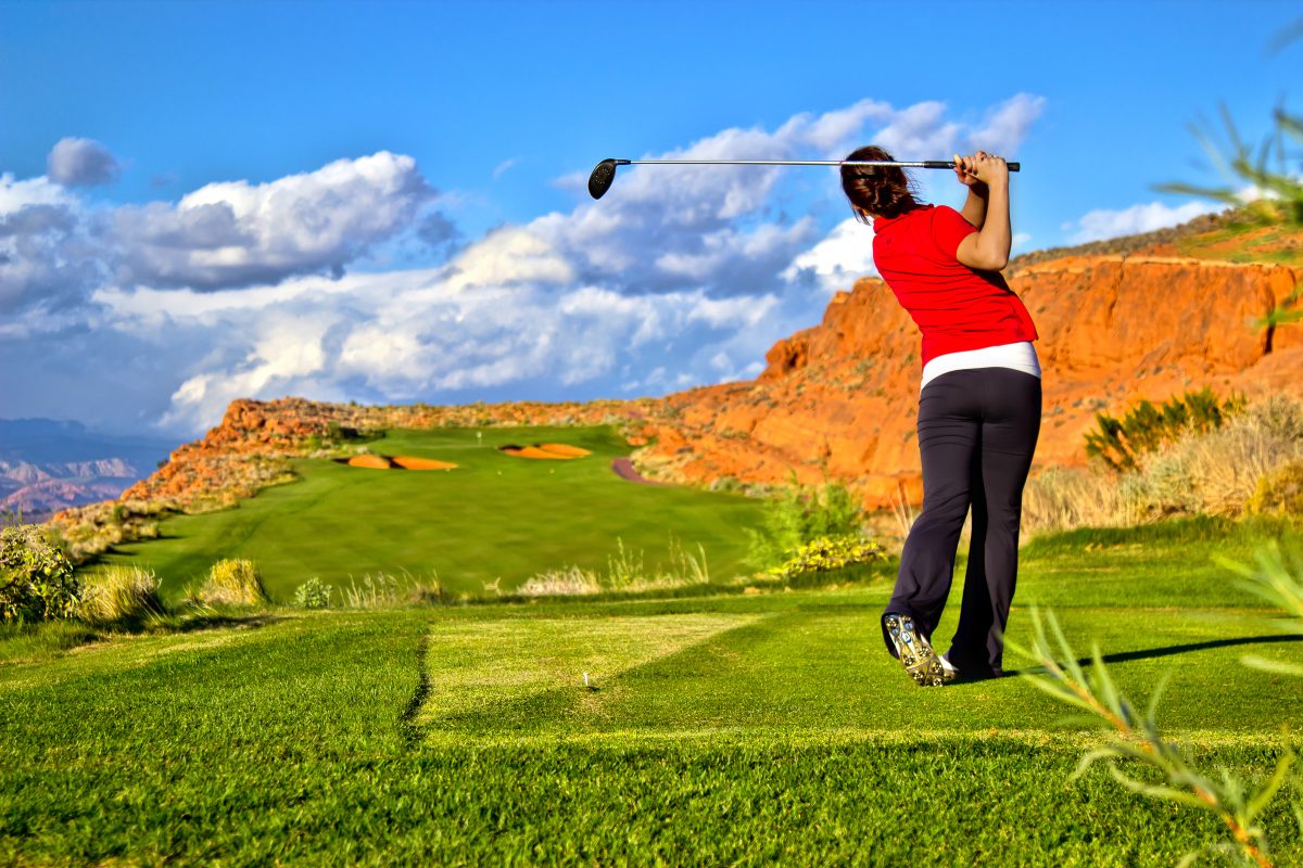 Mid-Swing at Sand Hollow