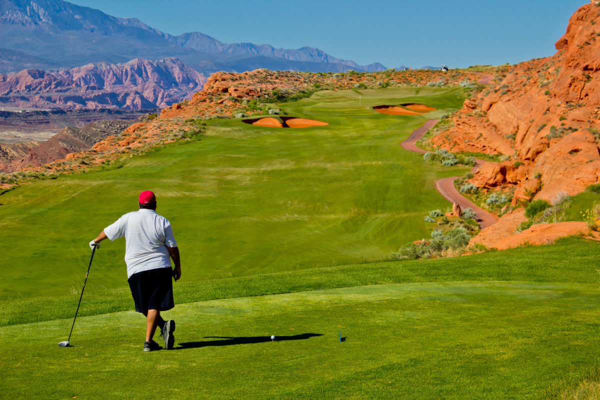 Man Scoping Out the Next Hole at Sand Hollow
