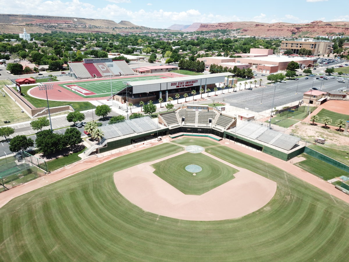 Aerial View of Bruce Hurst Field and Trailblazer Stadium at DSU
